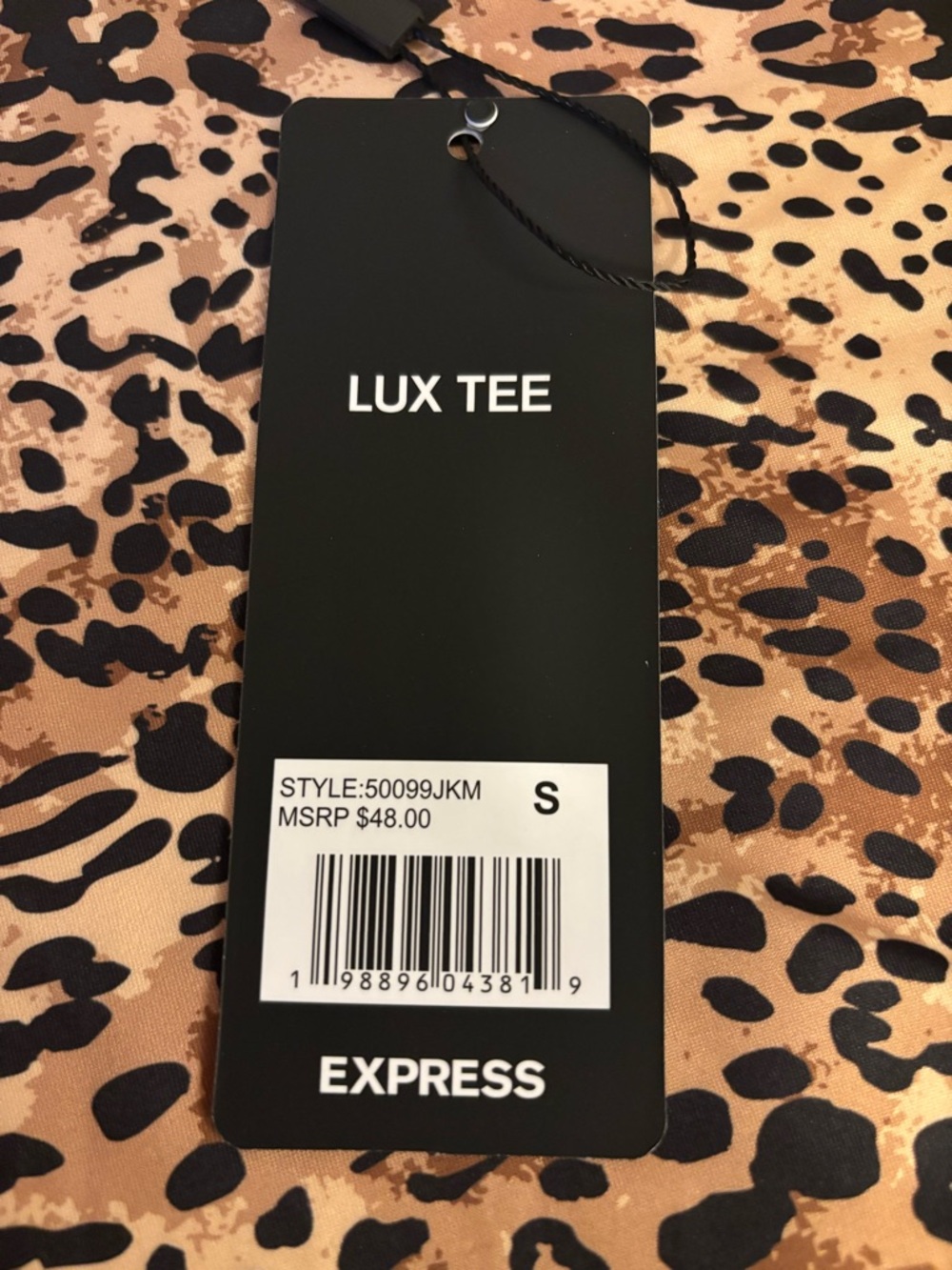 Express Leopard Print Short Sleeve Top in Tan and Black - Picture 3 of 3